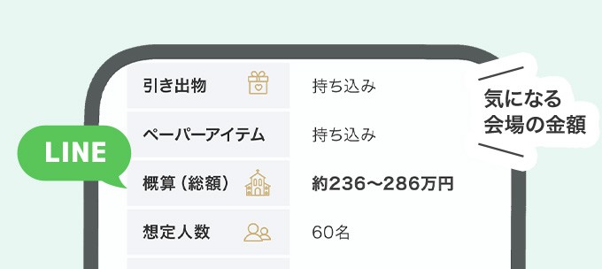 気になる会場の金額がすぐわかる