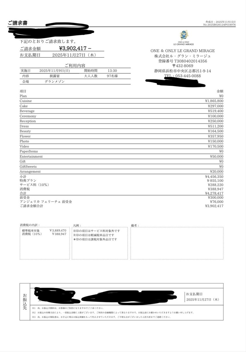 くるさんの最終見積もり明細