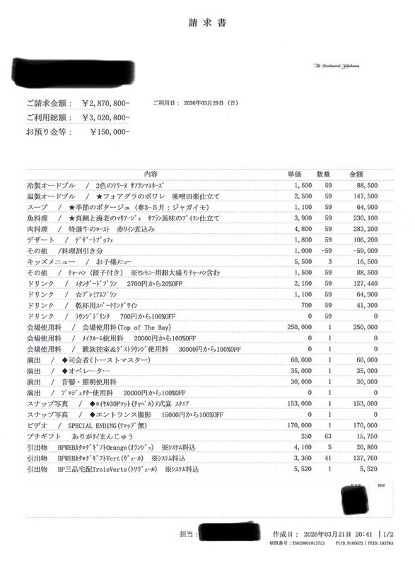 みみさんの最終見積もり明細