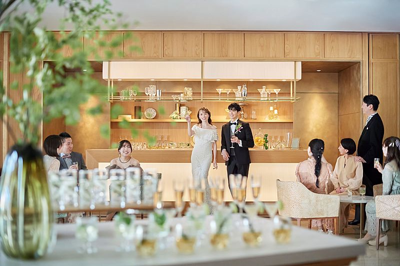 会場併設のロビーでゲストと触れ合うウェルカムパーティー