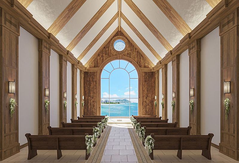 コアウッドが美しいカウイチャペル