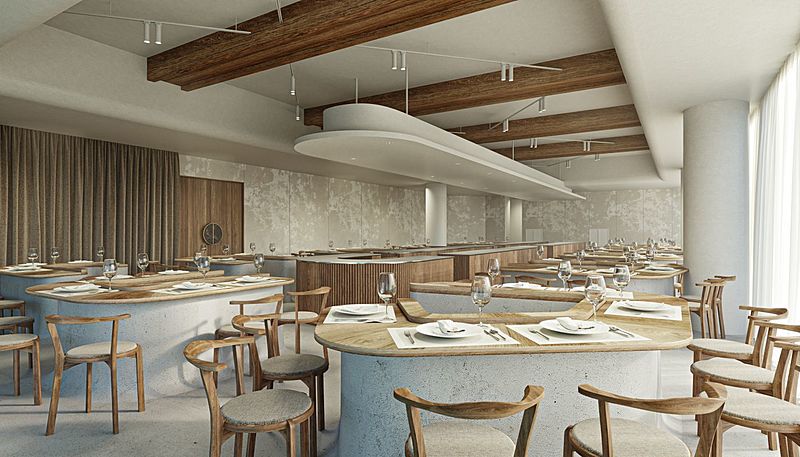 パーティールームにせり出すキッチン