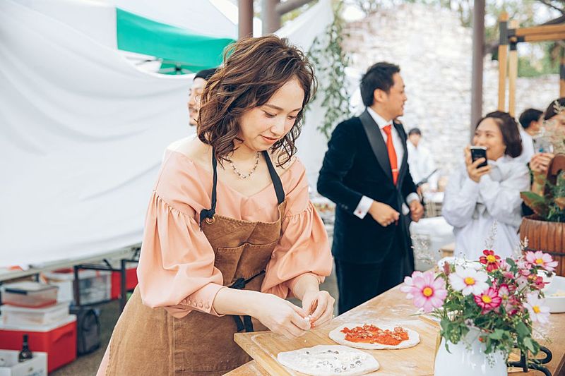 ピザ窯で焼いた手作りピザ