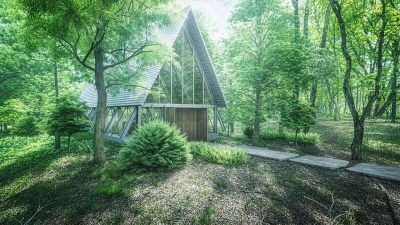 杜に溶け込む、洗練の建築美