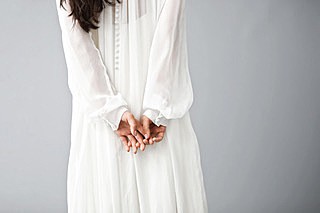 High-necked chiffon dress