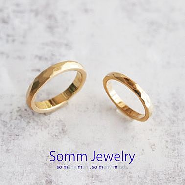 【結婚指輪】多角面_幅3.5&2.5mm _K18YG