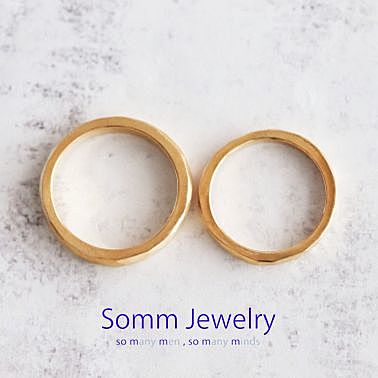 【結婚指輪】多角面_幅3.5&2.5mm _K18YG