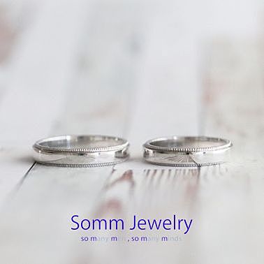 【結婚指輪】平_ダブル1カラー_ミルグレイン_ベース4.0mm_Pt900