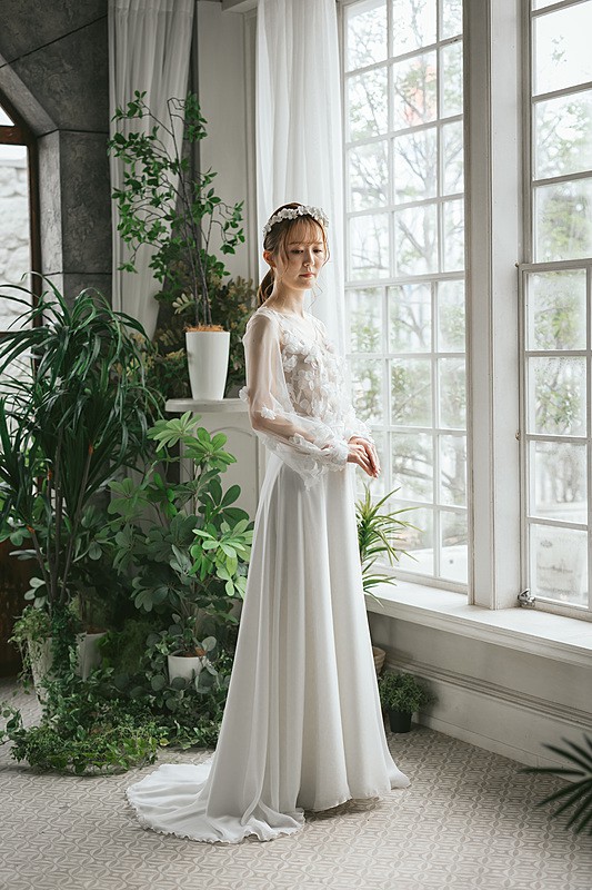 3D flower CHIFFON DRESS