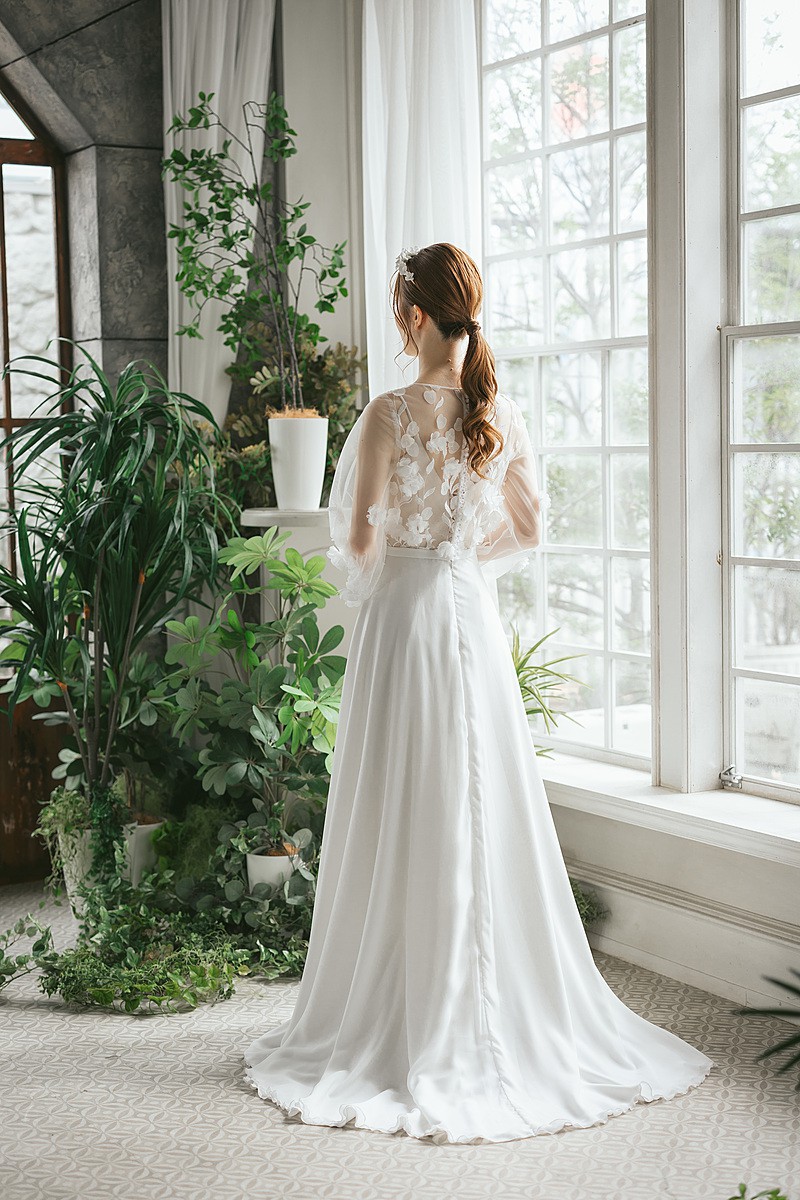 3D flower CHIFFON DRESS