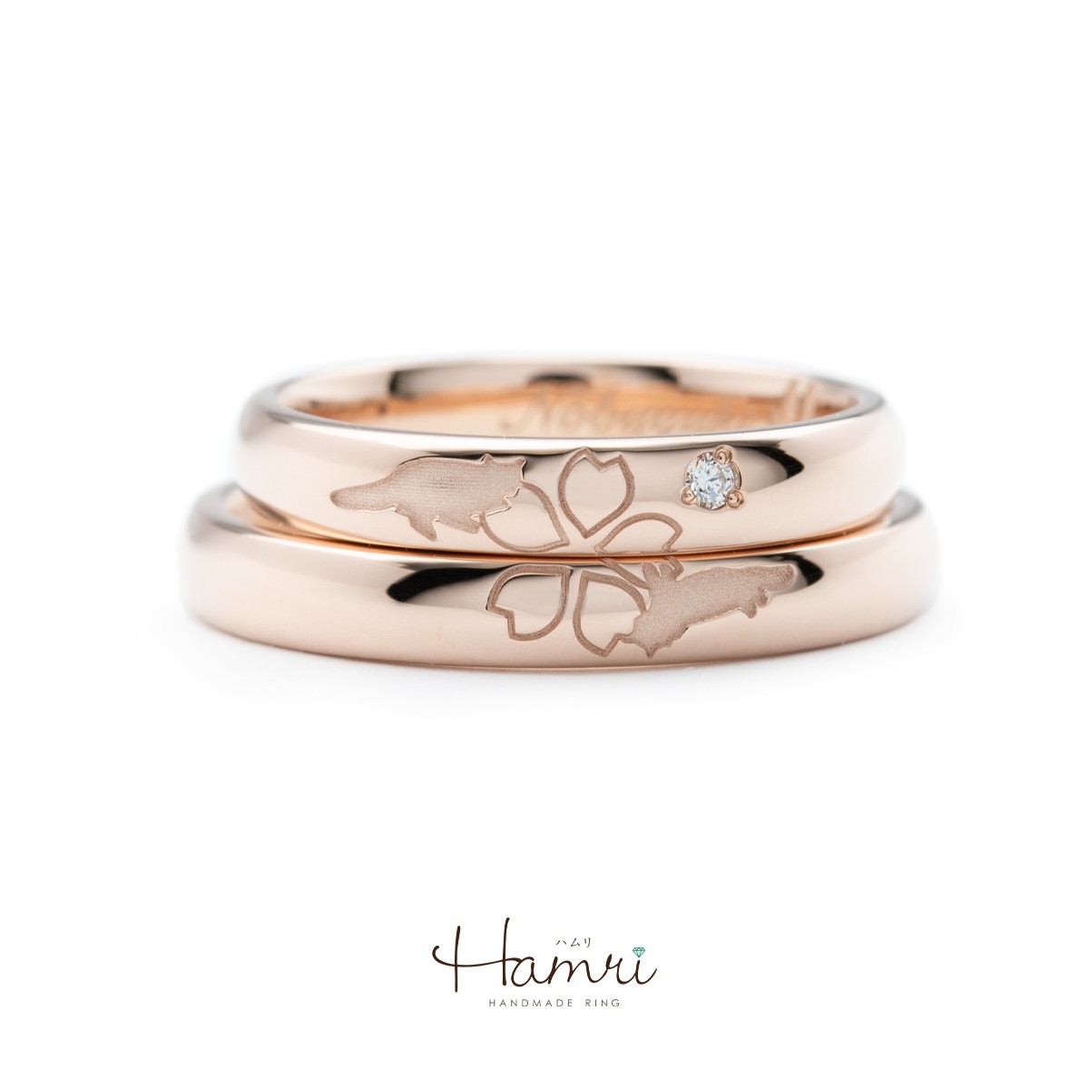 猫ちゃんシルエットの結婚指輪