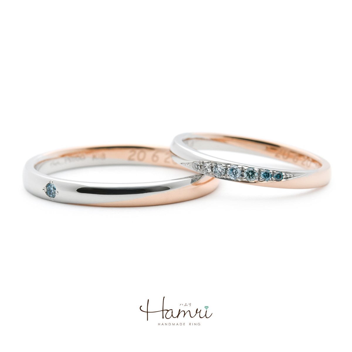 ブルーグラデーションの結婚指輪