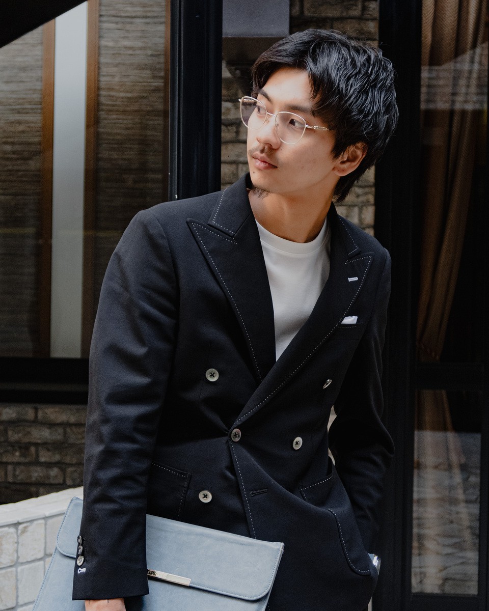 Basic Double／ブラック×ホワイトステッチ