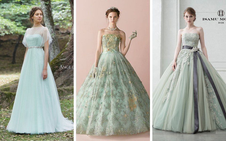 ドレススタイリストが解説】ニュアンスグリーンのウエディングドレス