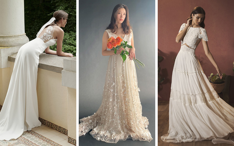 夏ウェディングドレス ボーホースタイル ビーチウェディングガウン