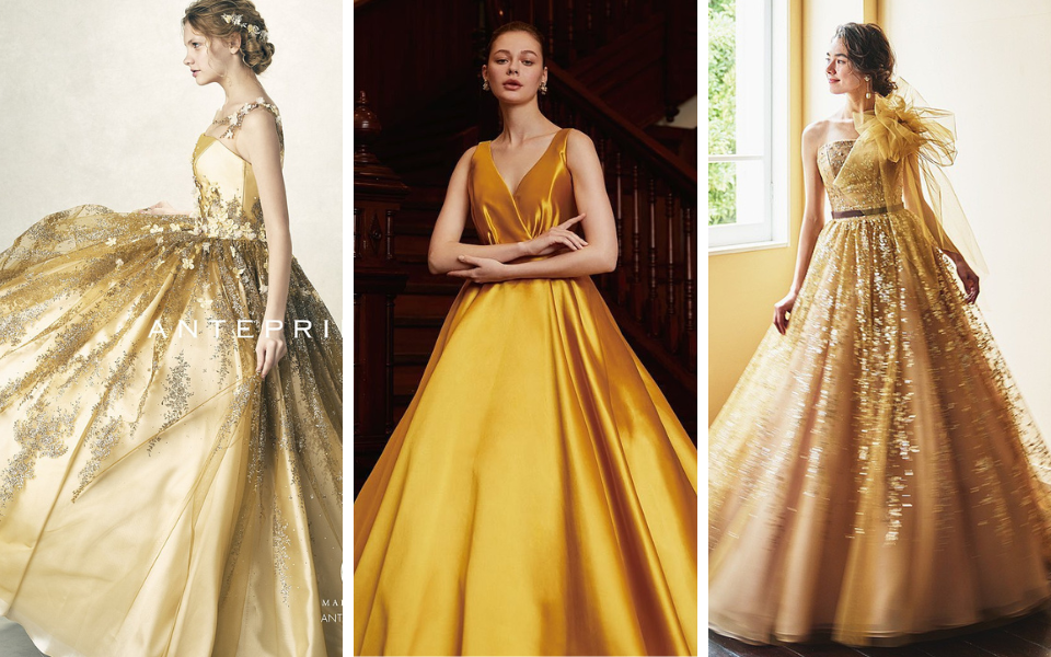 ドレススタイリストが解説】秋冬ウエディングに似合う“ゴールドカラー